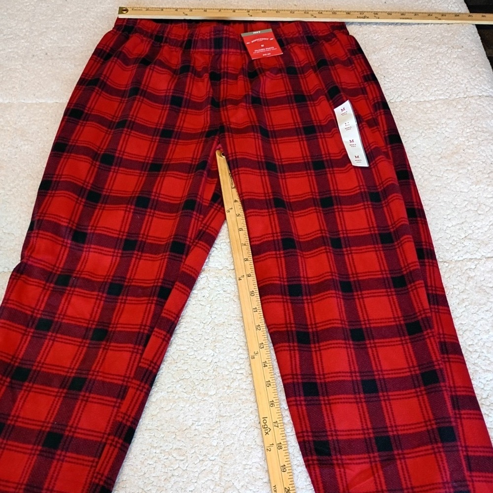 Goodfellow & Co Pajama Pants Mens M Red NWT Fleece Plaid Drawstring Lounge